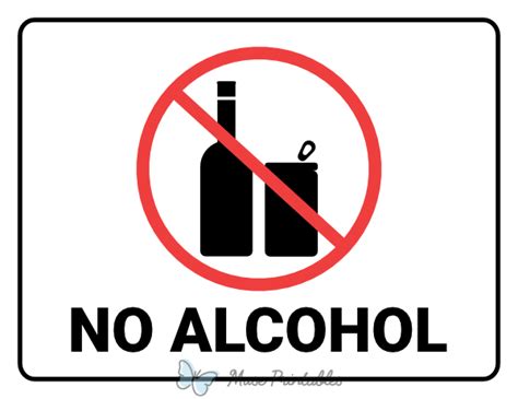 Printable No Alcohol Sign