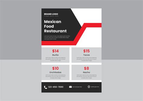 Mexican Restaurant Food Menu Flyer Poster Design Tacos Special Food