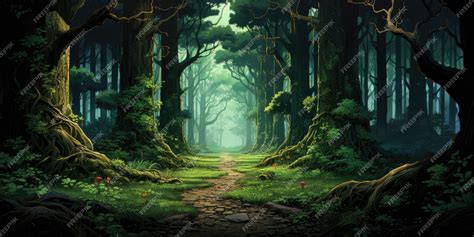 Premium Ai Image Green Forest In Anime Style Ai Generated