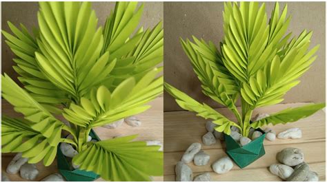 Beautiful Paper Palm Leaves Easy Home Decoration Making At Home Diy Plant Made Of Paper