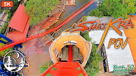 SheiKra Front Seat POV On Ride 5K 60 FPS UHD B M 205ft Dive Machine