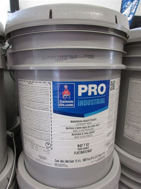 5 Gallon Pale Of Sherwin Williams Pro Industrial Waterborne Acrylic Dryfall Paint