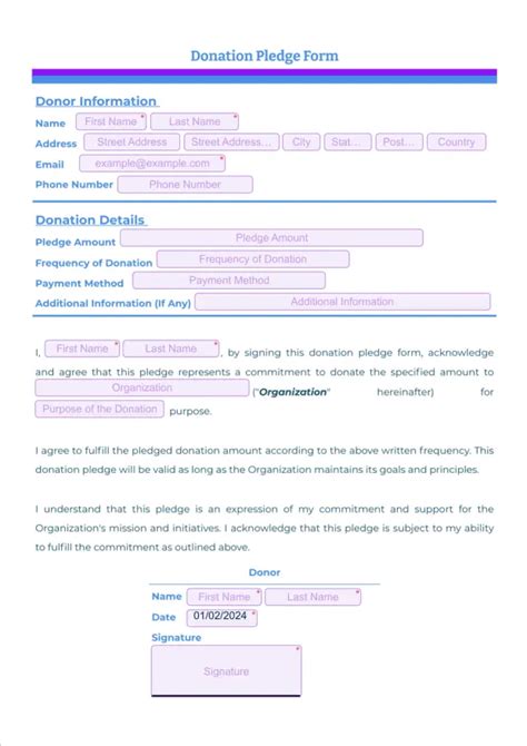 Donation Pledge Form Sign Templates Jotform