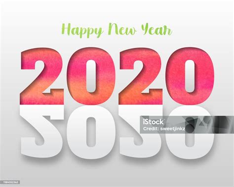 Happy New Year 2020 Greetings Card Abstract Background Vector