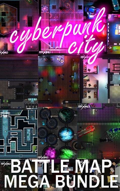 Cyberpunk City Battle Map Mega Bundle BUNDLE CT Nihilo Bundles