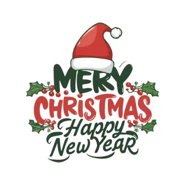 Merry Christmas And Happy New Year Hand Drawn Sticker Vector