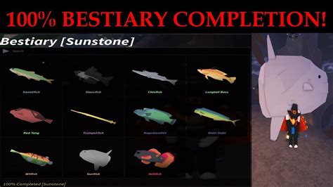 How To Get Bestiary Completion In Sunstone Fisch Youtube