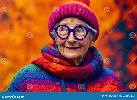 Eccentric Grandmother Radiates Joy In Colorful Ensemble Wearing A