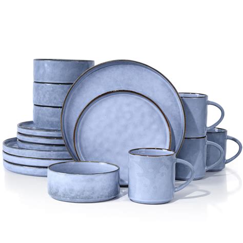 Vesteel 16-Piece Stoneware Dinnerware Set, Plates & Bowls for 4 ...