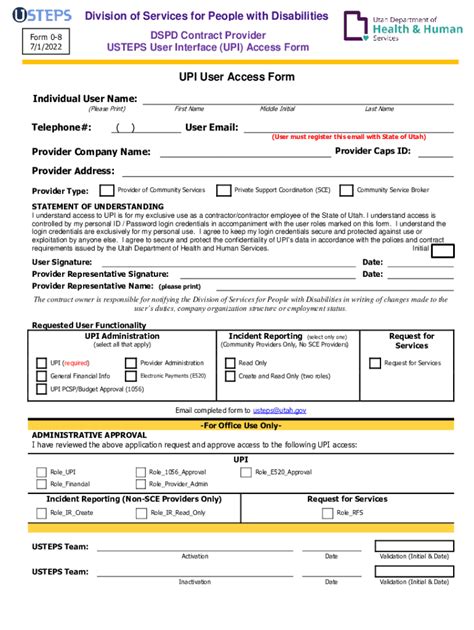 Fillable Online Dspd Utah DSPD Contract Provider USTEPS User Interface