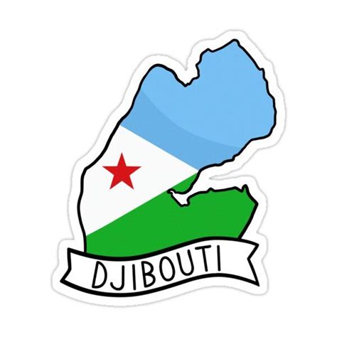 A Sticker With The Map And Flag Of Djibout