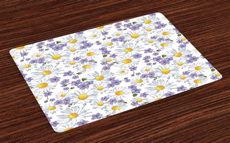 Floral Placemats Set Of 4 Blossoming Chamomile Wild Flower Summer