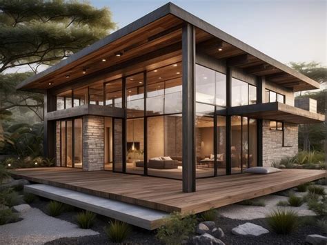 Premium AI Image | A modern luxury home exterior design featuring clean ...