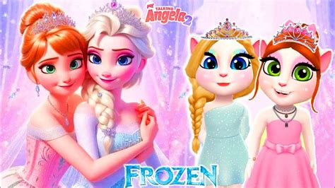 My Talking Angela 2 💖😘 Frozen ☃️ ️🥶 Elsa 🩵 ️ Vs Anna Cosplay 💖😍😍 💙🩵 Youtube