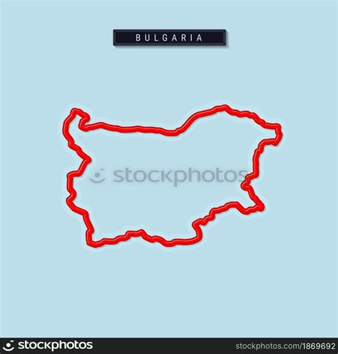 Bulgaria Bold Outline Map Glossy Red Border With Soft Shadow Country