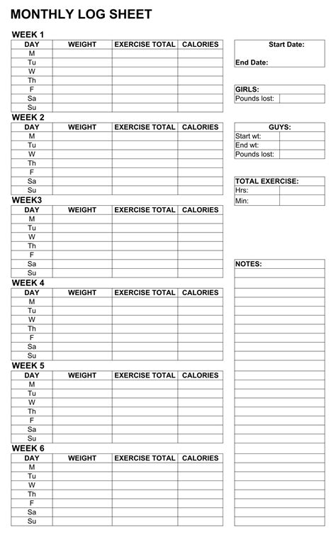 Free Printable Workout Charts - Printable Word Searches