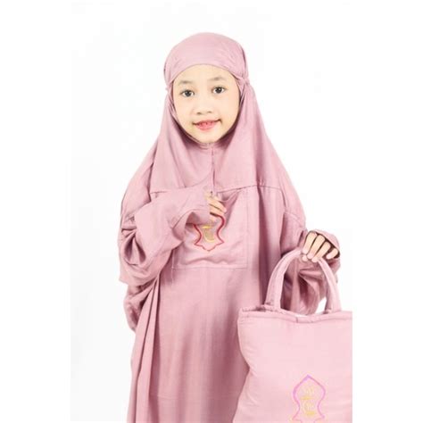 Jual Mukena Terusan Anak Terompah Hadramaut Jumbo Polos Traveling