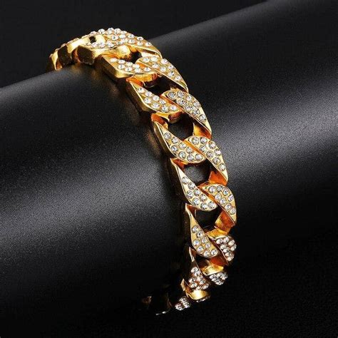 Miami Cuban Bling Iced Out Full Aaa Crystal Pave Bracelet With Butterfly Link Chain Hip Hop