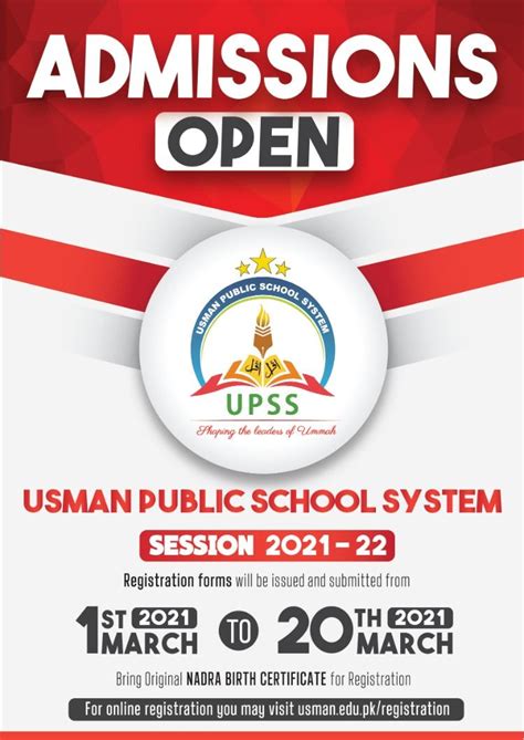 Upss Usmanpublicschoolsystem Admissions Education Admissionopen