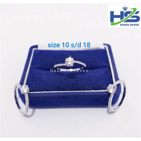 Jual Cincin Perak Wanita Asli Silver Lapis Emas Putih Model Permata