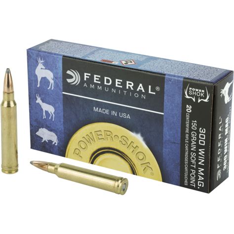 Federal Power Shok 300 Win Mag 150 Gr Jacketed Soft Point 20 Per Box