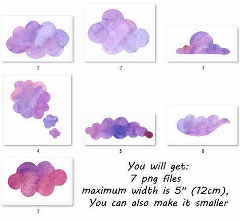 the steps to make watercolor clouds in different colors and sizes, with ...