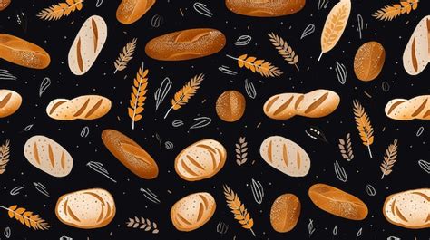 Premium Photo Seamless Pattern Of Bread In Watercolor Illustration