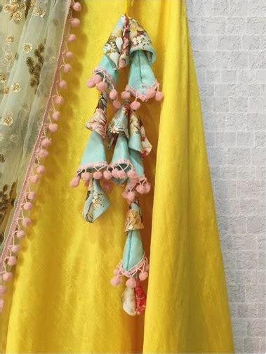 Yellow Off Shoulder Lehenga Twisted Threads Gorgeous Pom Pom Floral