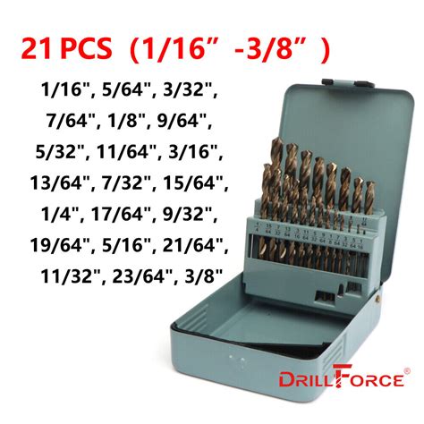 Drillforce 1 16 1 2 Cobalt Drill Bit Set M35 HSS Jobber Length Twist