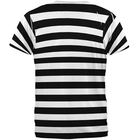 Halloween Prisoner Old Time Striped Costume All Over Adult T Shirt Old Glory