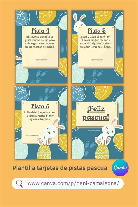 Conjunto De Tarjetas De Pascua Con Pistas Plantilla Gratis Canva