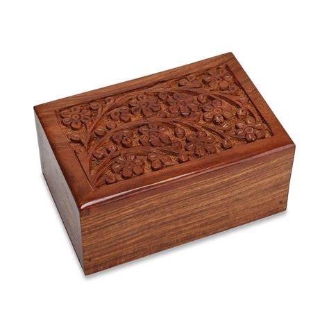 Unique Hand Carved Extra Large Rosewood Tree Of Life Urn