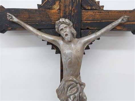 Crucifix Mural Corpus Na Vement Sculpt En Bois