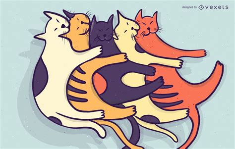 Baixar Vetor De Ilustração De Desenho De Pilha De Gatos