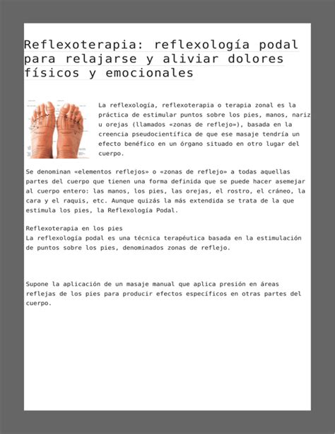 Reflexoterapia reflexología podal para relajarse y