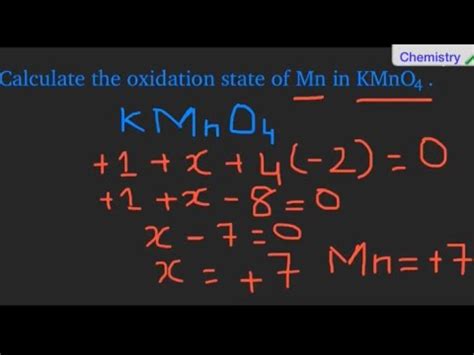 How To Calculate The Oxidation State Of Mn In KMnO4 YouTube