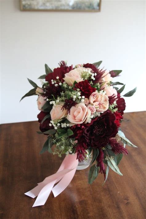 Burgundy Blush And Navy Silk Wedding Flowers — Silk Wedding Flowers