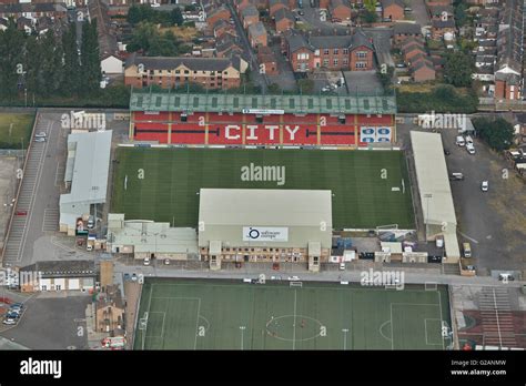 An aerial view of Sincil Bank Stadium, home to Lincoln City Football ...