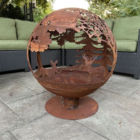 Esschert Designs Large Wildlife Pattern Fire Sphere Fire Pit Sphere