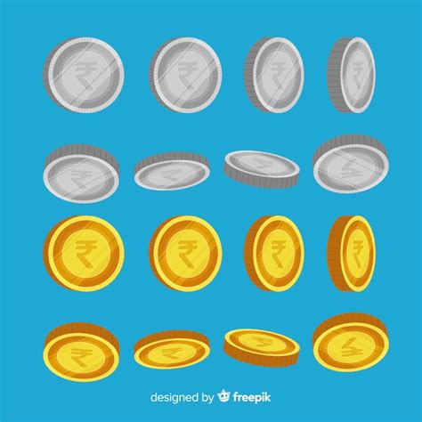 Indian Rupee Coin Set Free Vector