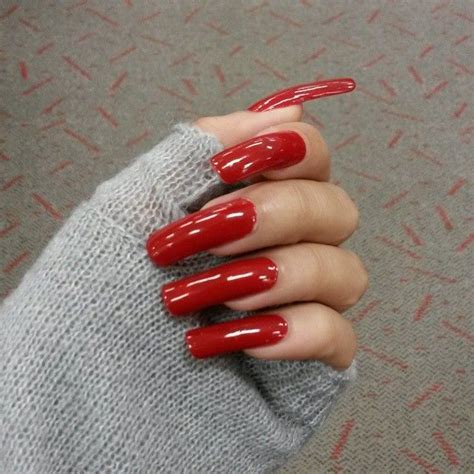 Allnaturallongnailbedsnails “seesnails ” Long Red Nails Curved