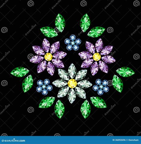 Gem Flowers stock vector. Illustration of glistening - 36092696