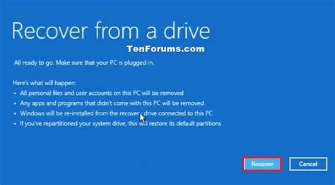 Recover Windows 10 From A Recovery Drive Tutorials