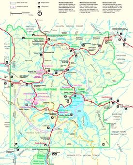 Yellowstone Map | USA | Detailed Maps of Yellowstone National Park