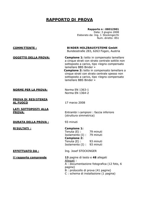 RAPPORTO DI PROVA Binderholz