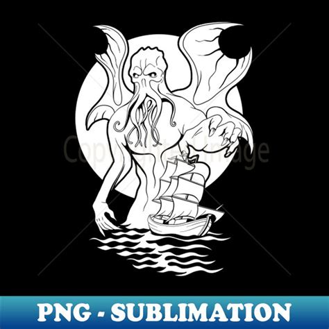 Cthulhu Rocks The Boat Aesthetic Sublimation Digital File Inspire