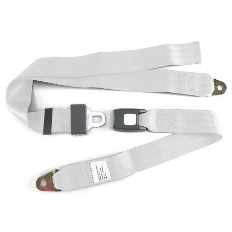 3pt White Retractable Front Seat Belts With Middle 2pt Lap Belt For Bench Seat | johnnylawmotors.com