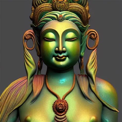 Render Of A Very Beautiful 3d Mermaid Bodhisattva Stable Diffusion