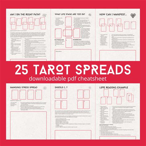 25 Tarot Spread Examples Cheat Sheet Get The Most Out Of Your Tarot Readings Tarot Printables