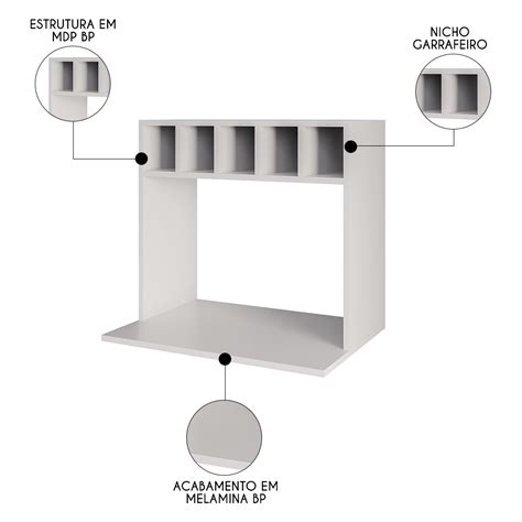 Suporte Micro Ondas Forno Arm Rio A Reo Adega Cm L Tus M Branco